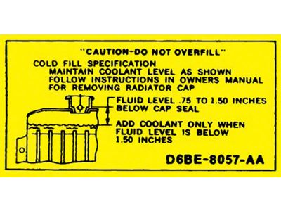 1976-1982 Ford Pickup Truck Radiator Caution Decal