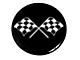 1976-1987 Corvette Wheel Spinner Emblem Set With Crossed-Flags Design 1-3/4 Black