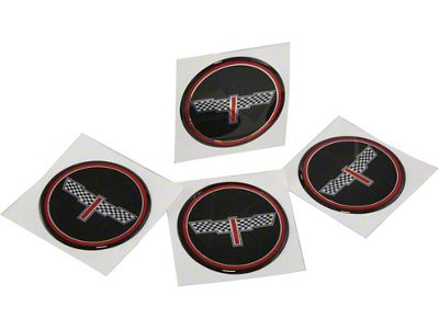 1976-1987 Corvette Wheel Spinner Kit Emblems Checkered Flag 2 Black