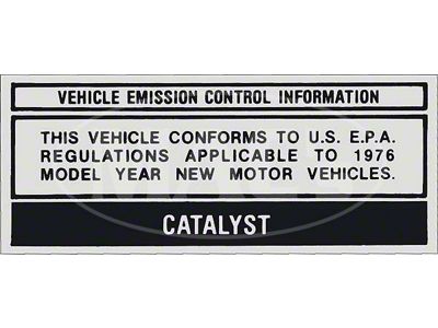 1976 Thunderbird Emission Conforming Decal