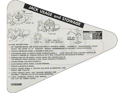 1977-1979 Ford Thunderbird Jack Usage and Stowage Decal