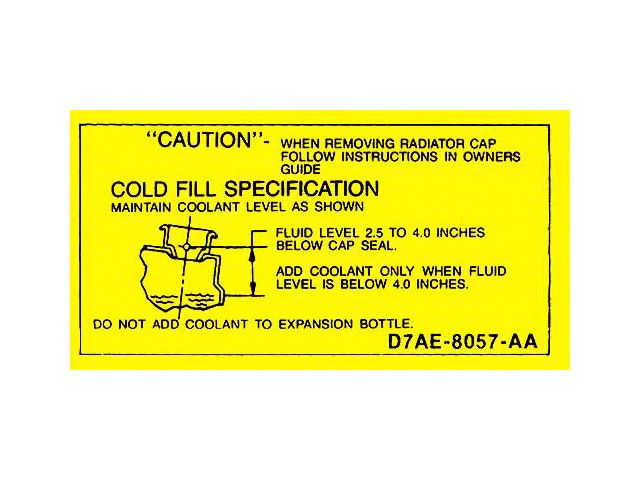 1977-1986 Ford Thunderbird Coolant Caution Decal
