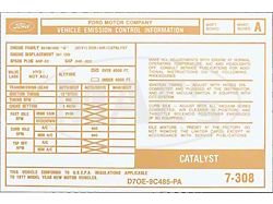 1977 Ford Thunderbird Emissions Decal, 351W with Automatic Transmission