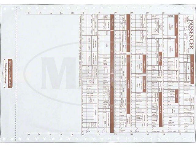 1977 Ford Thunderbird New Car Factory Build Sheet