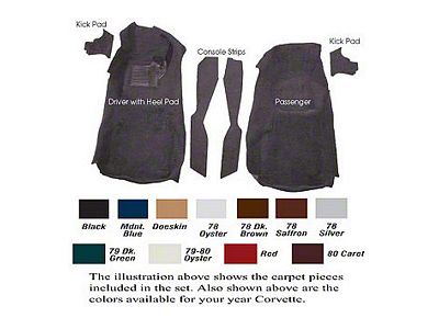 1978-1980 Corvette Front Cut-Pile Carpet Set