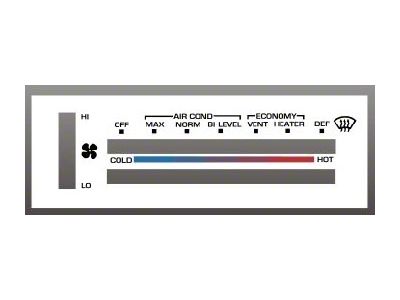 White Heater Control Overlay, HVAC (78-87 El Camino)
