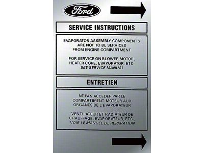 1978-79 Ford Pickup Heater Decal, Air Service Instrument