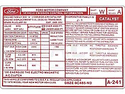 Emissions Decal, 302 V8 (1978 Ford Thunderbird)