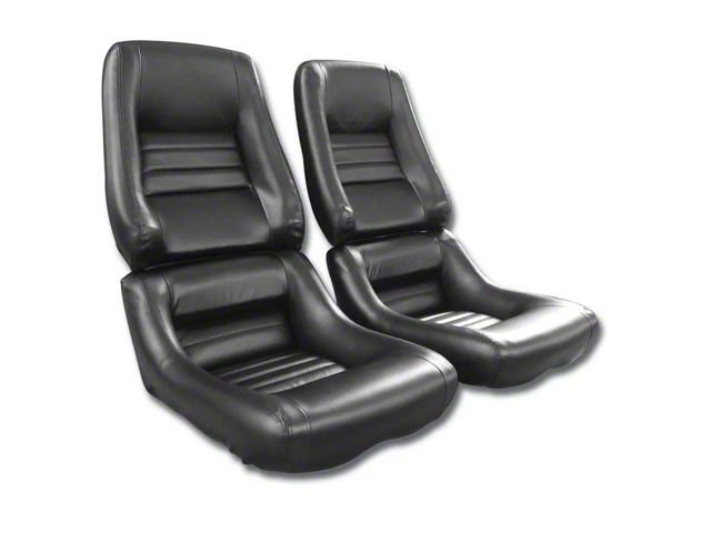 CA 1978 Pace Car & 1979-1982 Corvette Black Leather/Vinyl Driver Seat Covers Mounted On Foam With 4 Bolster