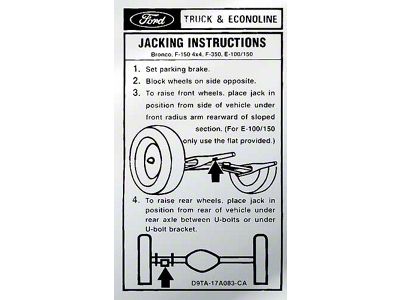 1979-1980 Ford Bronco Jack Instruction Decal