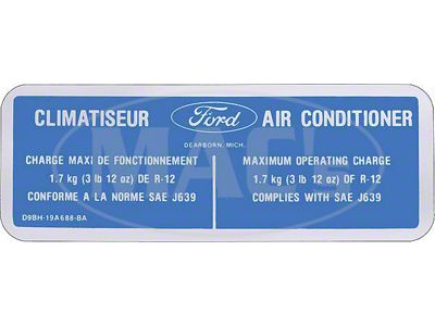 1979 Ford Thunderbird A/C Charge Decal