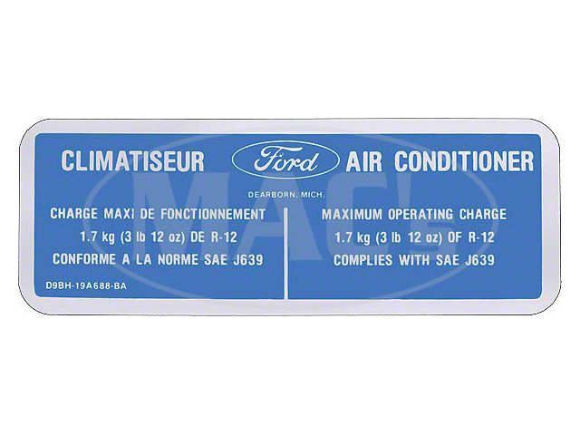 1979 Ford Thunderbird A/C Charge Decal