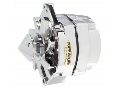 1980-1981 Camaro Silver Bullet Alternator; 100 AMP; OEM Or 1 Wire; V Groove Bullet Pulley; 4.85 in. Case Depth; Lower Mount Boss 2 in. Long; Chrome; 12 Clocking;