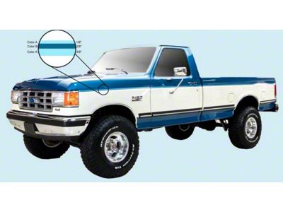 1980 Ford F150/250/350 Tu-Tone Stripe Kit, 3-Band, Black/Charcoal