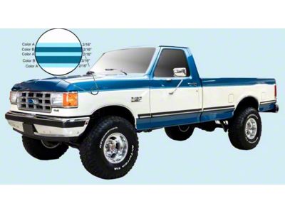 1980 Ford F150/250/350 Tu-Tone Stripe Kit, 5-Band, Black/Charcoal