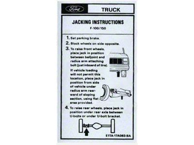 1981-1986 Ford Pickup Truck Jack Instruction Decal