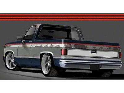 1981-1987 Chevy Chevy-GMC Truck Two-Tone Paint Break Stripe, Vermillion/Black