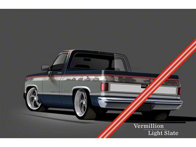 1981-1987 Chevy Chevy-GMC Truck Two-Tone Paint Break Stripe, Vermillion/Light Slate