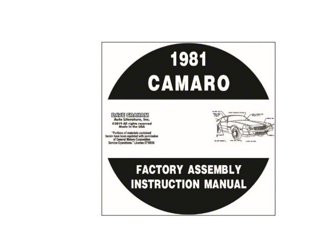 1981 Chevy Camaro Factory Assembly Instruction Manual (CD-ROM)
