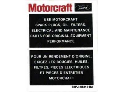 1982-1989 Bronco Motorcraft Parts Decal - Horizontal