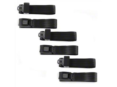 1982 -1992 Camaro Standard 2point Black Lap Rear Bench Seat Belt Kit - 3 Belts