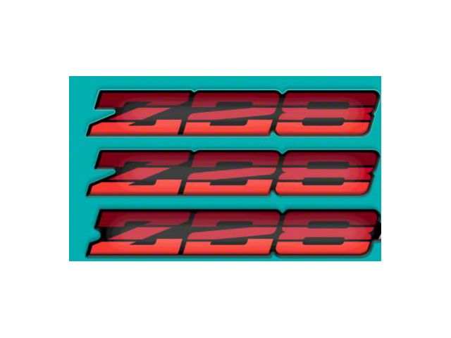 1983-87 Z28/IROC-Z '85-'87 Z28-Bowtie Rocker/Rear Bumper Domed Decal Emblem Kit 3 Pcs Red