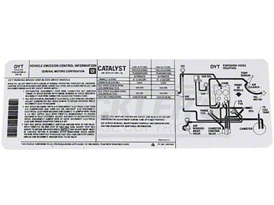 1983 El Camino Emission Decal, 305 c.i. 5.0 Automatic Transmission, Code DYT