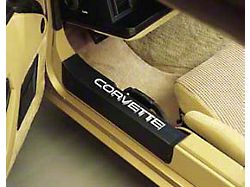 1984-1987 Corvette Sill Protectors Black With White Letters Sill Ease