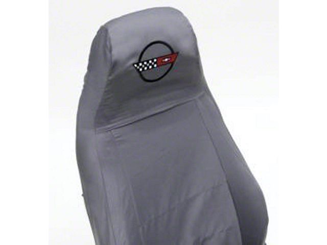 1984-1988 Corvette Seat Slip Covers Gray With Embroidered C4 Logo