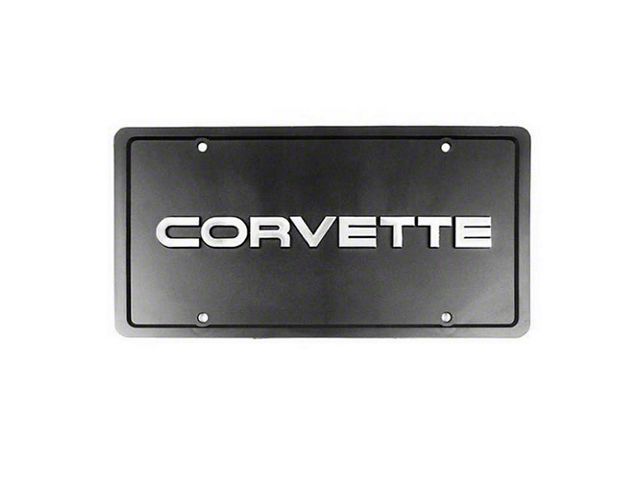 1984-1996 Corvette License Plate Black ABS With Chrome Lettering And Black Border