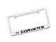 1984-1996 Corvette License Plate Frame Elite Series With C4 Logo And Word Chrome Engraved