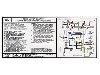 1984 Bronco Emission Control Information Decal - 5.0L With Automatic Transmission