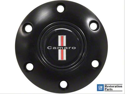 1985-1992 Camaro Black Horn Button With Camaro Tri-Bar Emble