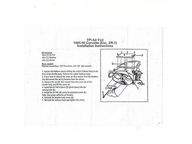 TPI Intake Air Foil, 1985-1995