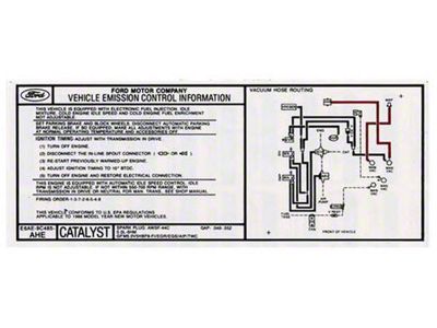 1986 Bronco Emission Control Information Decal - 5.0L With Automatic Transmission