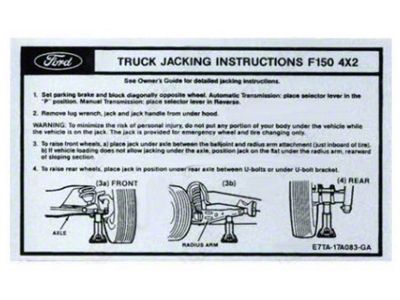 1987-1989 Bronco Jack Instruction Decal