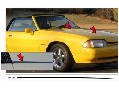 1987-1993 Mustang Hood Cowl Stripe Kit with 5.0L Designation