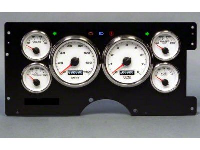 1988-1994 Chevrolet-GMC Truck New Vintage USA 6 Gauge Performance Series Package - 140 MPH Programmable Speedometer with Tachometer, Oil Pressure, Water Temp, Fuel and Volt Meter - White