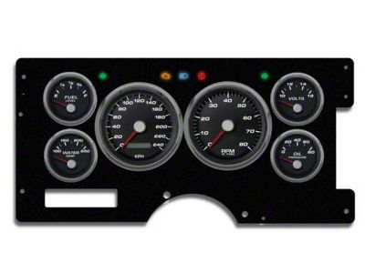 1988-1994 Chevrolet-GMC Truck New Vintage USA 6 Gauge Performance Series Package - 240 KPH Programmable Speedometer with Tachometer, Oil Pressure, Water Temp, Fuel and Volt Meter - Black