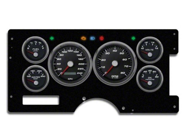 1988-1994 Chevrolet-GMC Truck New Vintage USA 6 Gauge Performance Series Package - 240 KPH Programmable Speedometer with Tachometer, Oil Pressure, Water Temp, Fuel and Volt Meter - Black