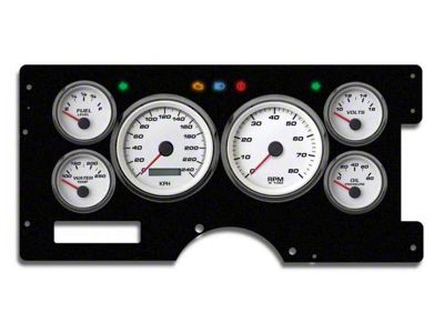 1988-1994 Chevrolet-GMC Truck New Vintage USA 6 Gauge Performance Series Package - 240 KPH Programmable Speedometer with Tachometer, Oil Pressure, Water Temp, Fuel and Volt Meter - White
