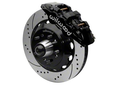 1988-1998 Chevy-GMC C1500 Wilwood AERO6 Front Brake Kit, 5 Lug-6 Piston Black Calipers, 14.25 Rotors, Drilled And Slotted-With ABS