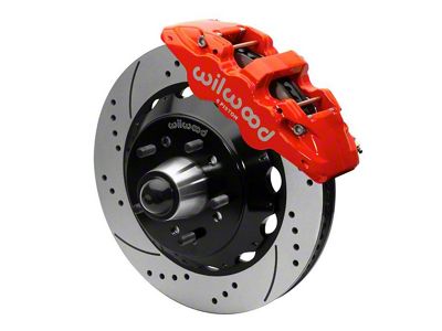 1988-1998 Chevy-GMC C1500 Wilwood AERO6 Front Brake Kit, 5 Lug-6 Piston Red Calipers, 14.25 Drilled And Slotted Rotors-With ABS