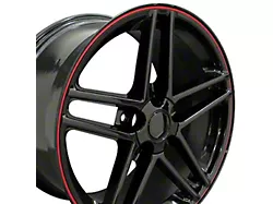 1988-2004 Corvette 17 X 9.5 C6 Z06 Reproduction Wheel Black with Red Banding