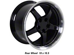 1988-2004 Corvette 18 X 10.5 C5 Style Deep Dish Reproduction Wheel Black With Machined Lip