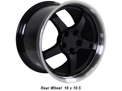 1988-2004 Corvette 18 X 10.5 C5 Style Deep Dish Reproduction Wheel Black With Machined Lip