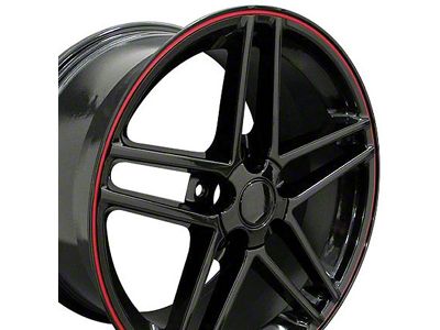 1988-2004 Corvette 18 X 10.5 C6 Z06 Reproduction Wheel Black With Red Banding