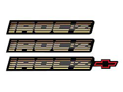 1988-90 IROC-Z-Bowtie Rocker/Rear Bumper Domed Decal Emblem Kit 3 Pcs Gold