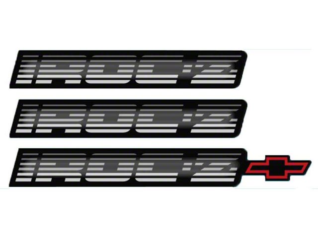 1988-90 IROC-Z-Bowtie Rocker/Rear Bumper Domed Decal Emblem Kit 3 Pcs Silver