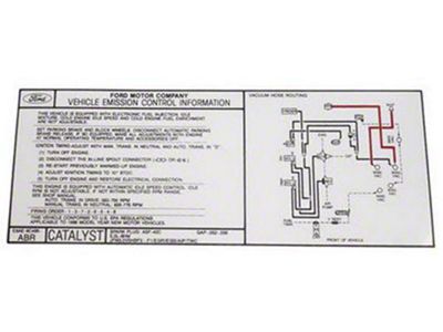 1988 Ford Pickup Truck Emission Control Information Decal - 5.0L With Automatic or Manual Transmission